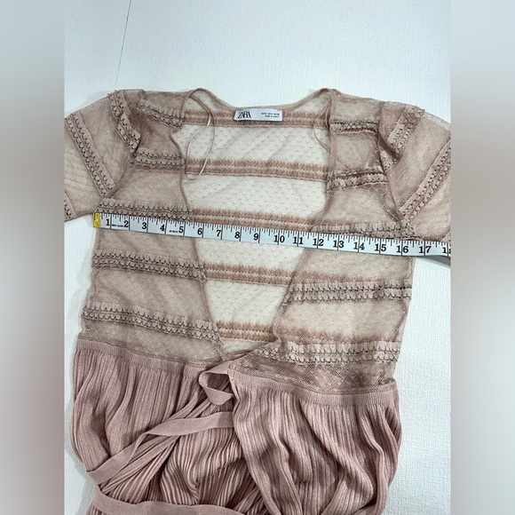 Zara lace knit wrap maxi dress dusty pink size S - Picture 9 of 14